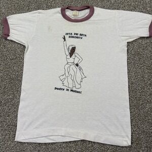 70s Zeta Phi Beta Black Sorority Ringer Tee "poetry In Motion" Size Small